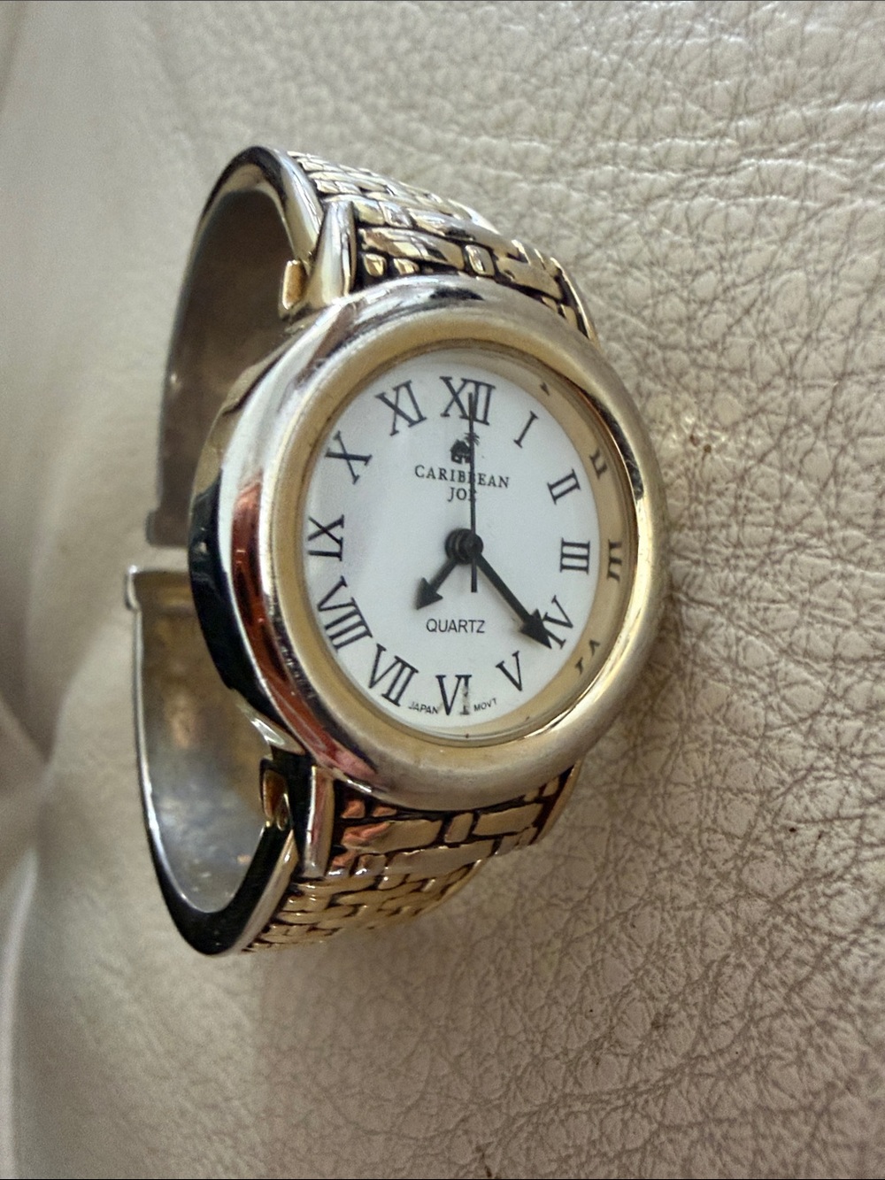 Caribbean Joe Two-Tone Gold and Silver Women's Bracelet Watch needs battery